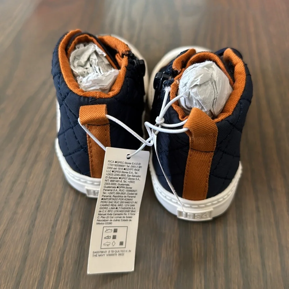 Old Navy Quilted High Top Sneakers Toddler 5T Navy Tan